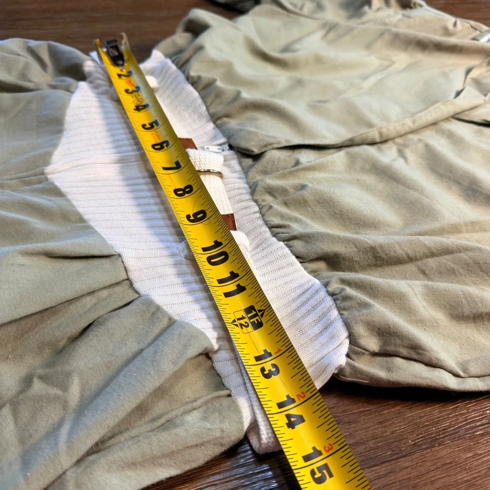 Vintage Dune Duds Sage Green Romper‎ Jumpsuit 80s Ribbed Waist Belted NWT Large